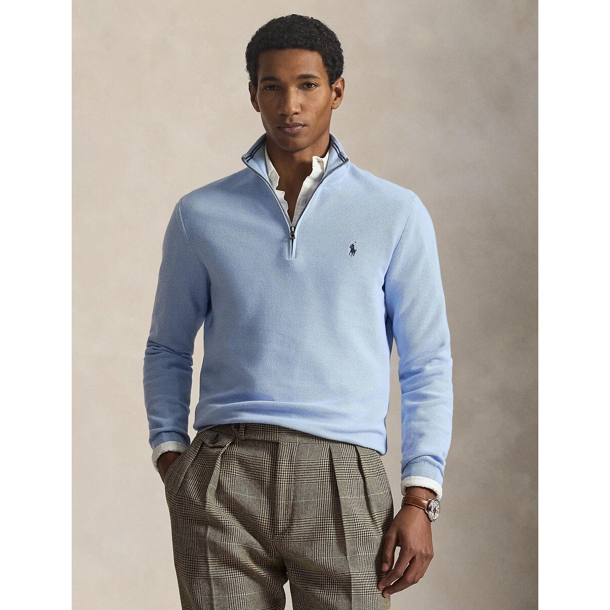Quarter-Zip Jumper in Cotton Pique