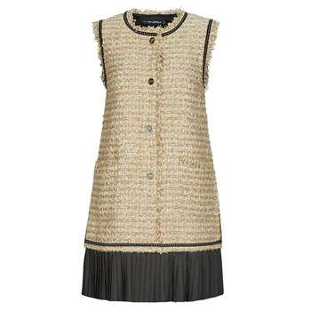 Karl Lagerfeld BOUCLE SLEEVELESS DRESS women's Dress in Beige