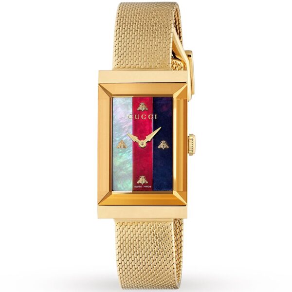 Gucci Womens YA147410 G-Frame 34mm Yellow Gold Ladies Watch Stainless Steel - One Size