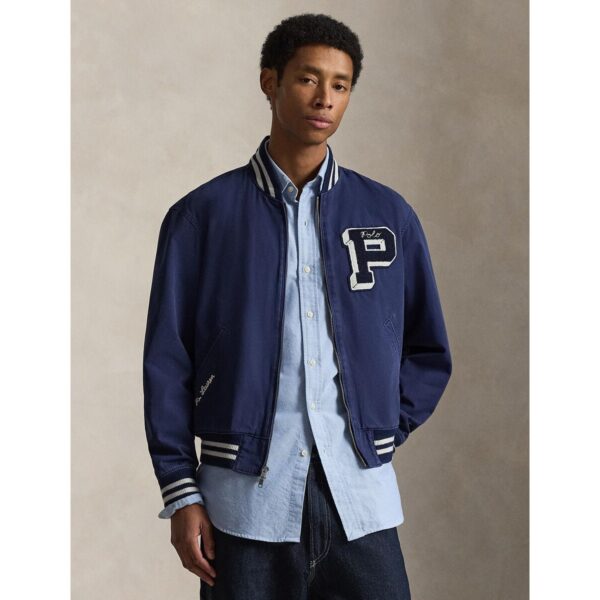 Embroidered Canvas Athletics Jacket