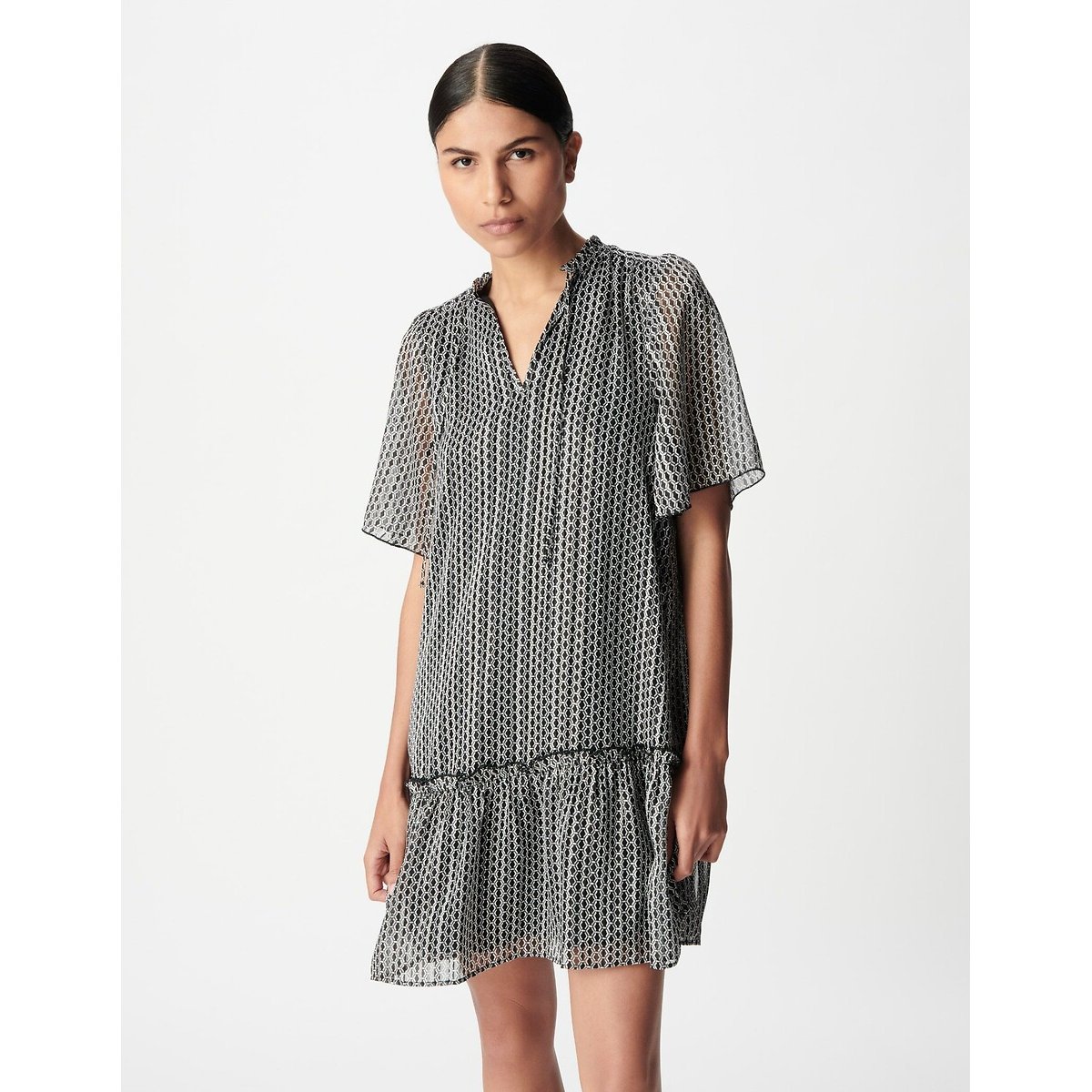 Mini Shift Dress with Short Sleeves