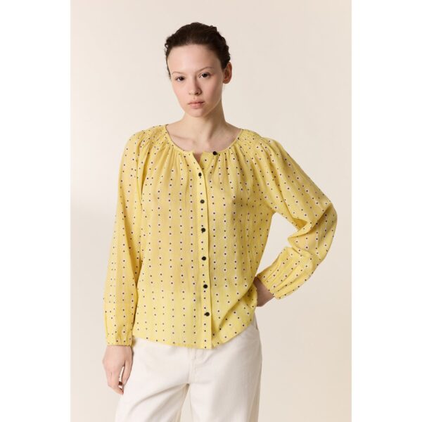 Cody Printed Blouse with Long Sleeves and Crew Neck