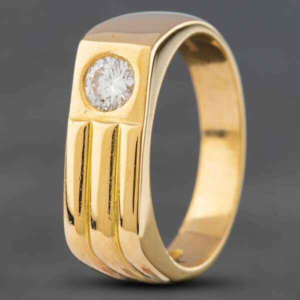 Pre-Owned 14ct Yellow Gold 0.40ct Brilliant Cut Diamond Oblong Signet Ring 4115333