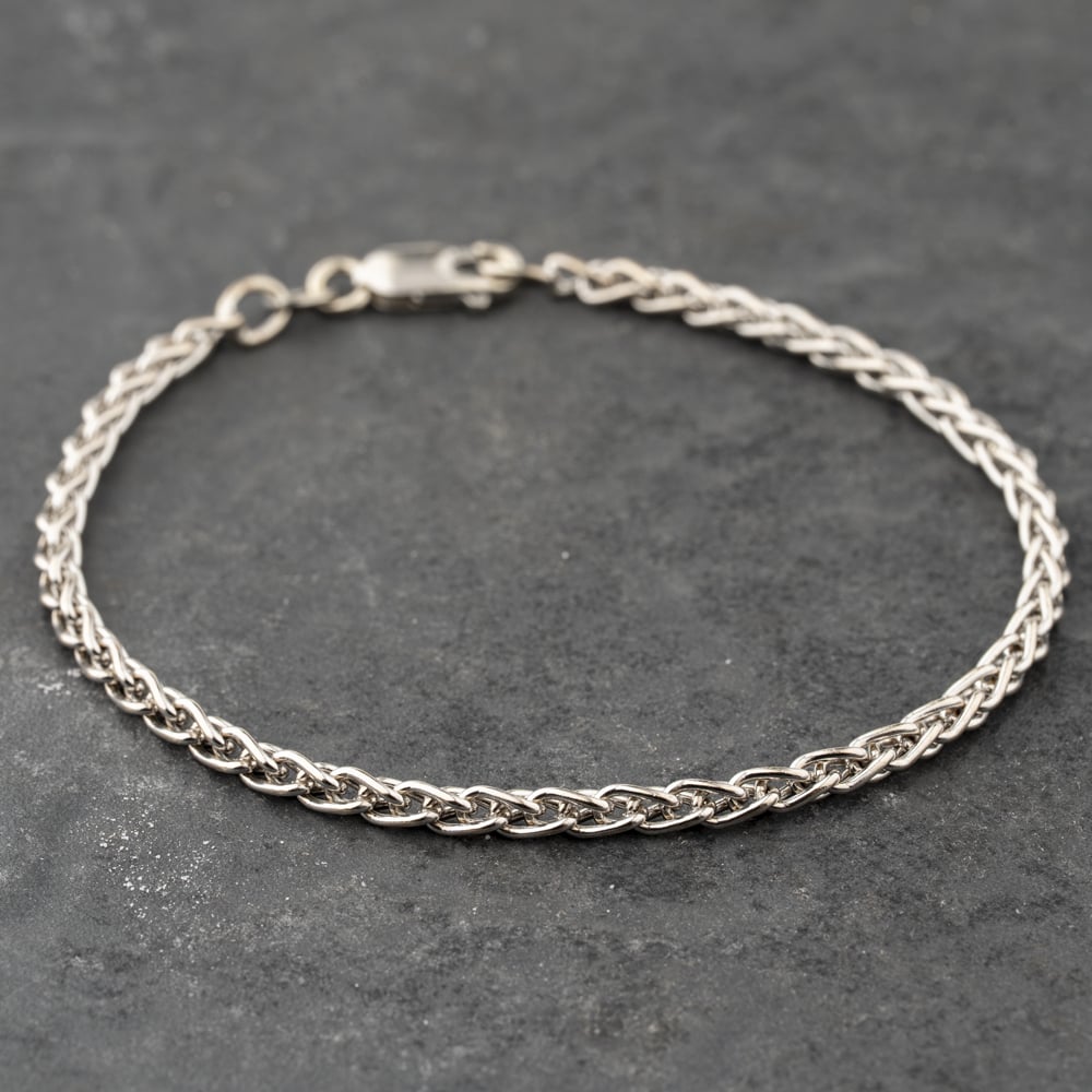 Pre-Owned 9ct White Gold 7.5 Inch Foxtail Chain Bracelet 41281766