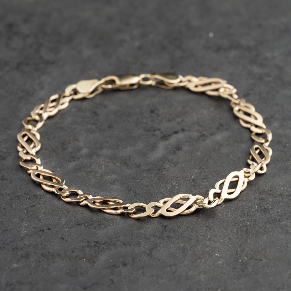 Pre-Owned 9ct Yellow Gold 7.5 Inch Celtic Chain Bracelet 41281785