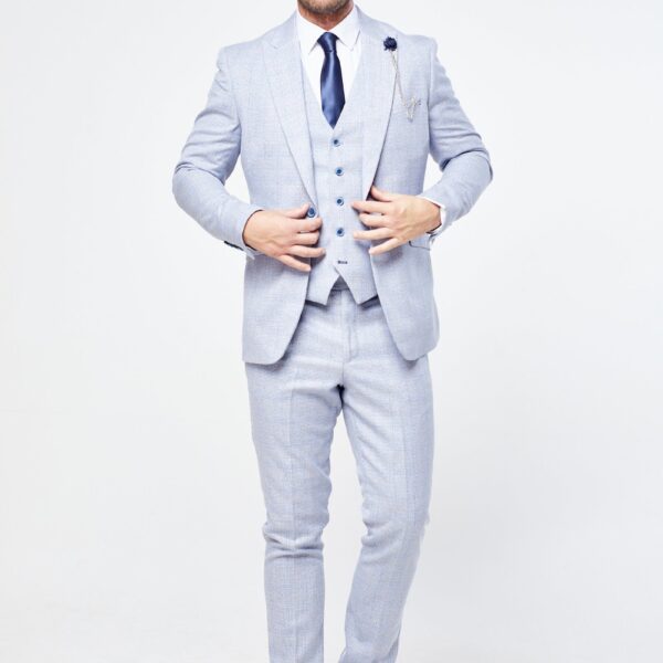 Caridi Sky Short Check Three Piece Suit