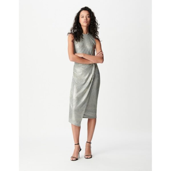 Sleeveless Iridescent Midi Dress with Crew Neck