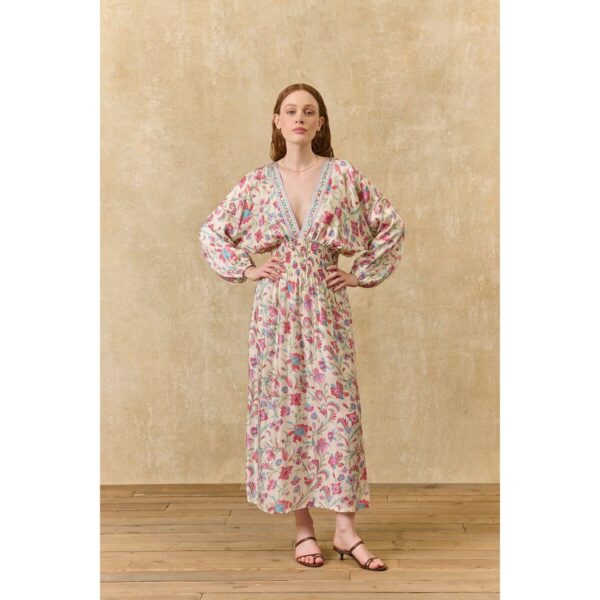 Sofia Floral Print Maxi Dress with Long Sleeves