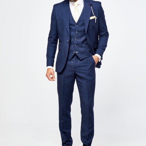 Caridi Navy Check Three Piece Suit