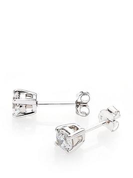 Love Diamond 9-Carat White Gold 50 Point Diamond Solitaire Earrings
