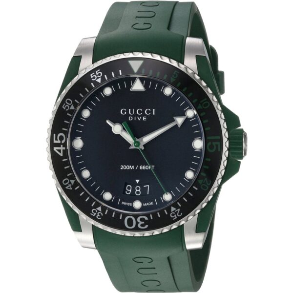 Gucci YA136310 Dive Black Dial Mens Watch - Green Stainless Steel - One Size