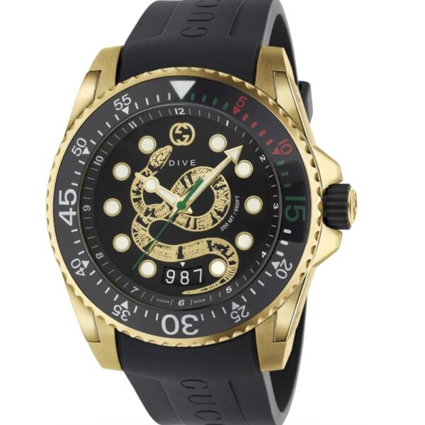 Gucci YA136219 Dive Mens Watch - Black Leather - One Size