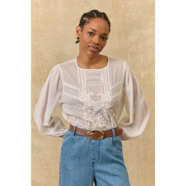 Leonide Embroidered Blouse with Long Sleeves