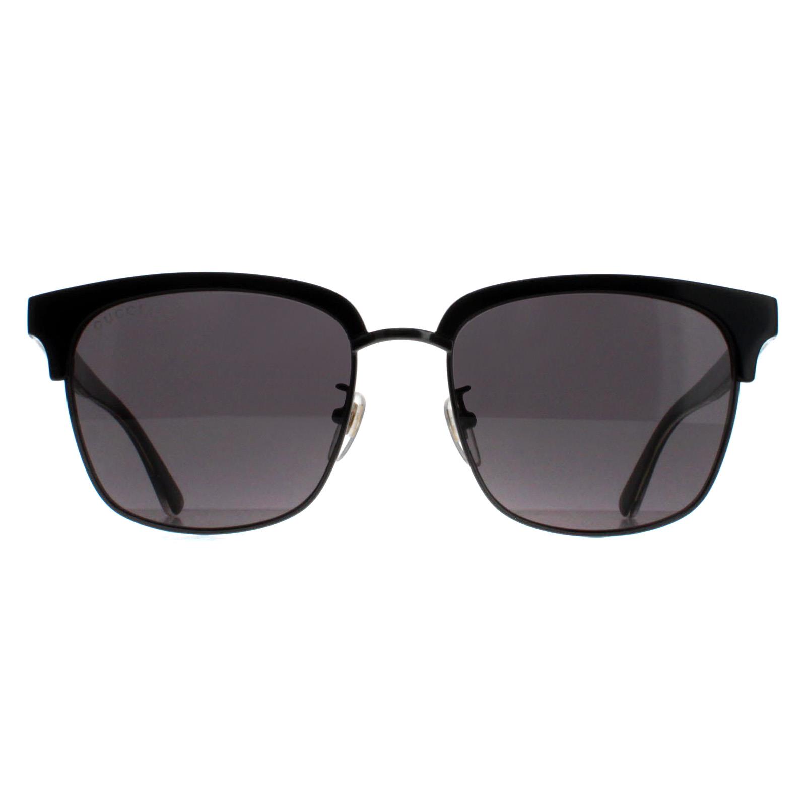 Gucci Square Mens Black and Grey GG0382S Metal - One Size