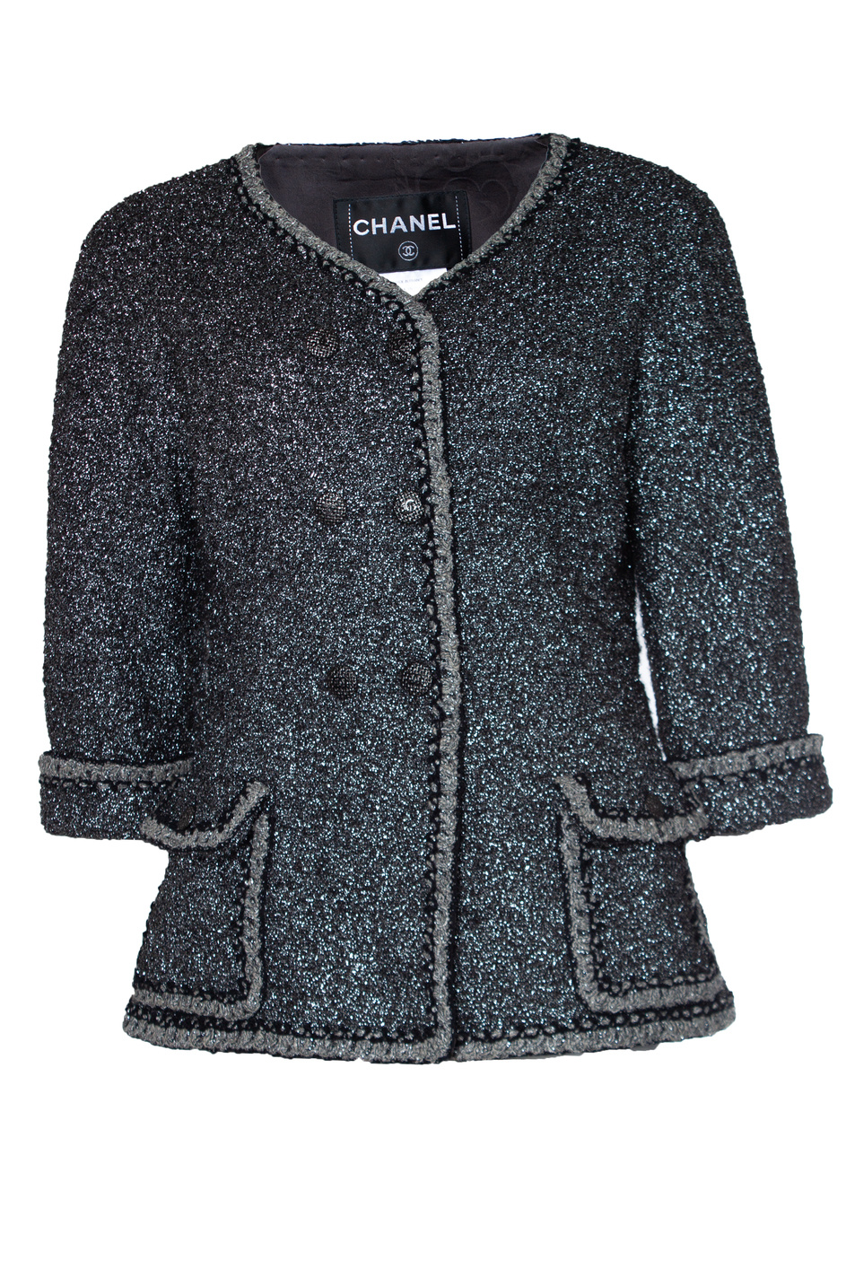 Chanel Pre-owned Womens Metallic tweed jacket Nylon - Size EU 38 (Womens)