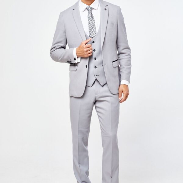 Edwin Silver Grey Notch Lapel Three Piece Suit
