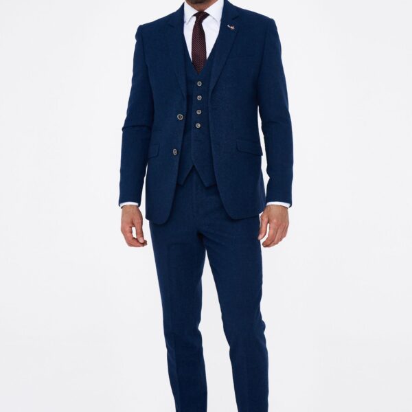 House of Cavani Seeba Navy Regular Three Piece Suit