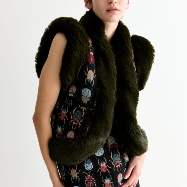 Dominica Beetlejuice Jacquard Faux Fur Trimmed Waistcoat