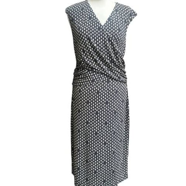 Perserico Short Sleeve Summer Dress Black And Cream Size: 16