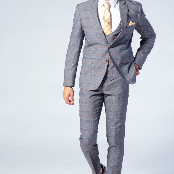 Marc Darcy Jenson Grey Check Suit Three Piece Suit.