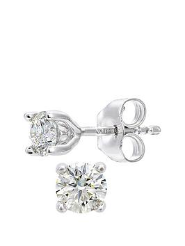 Love Diamond 18Ct White Gold 50 Point Diamond Solitaire Earrings