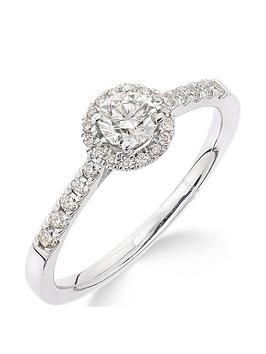 Love Diamond 9Ct Gold 50 Points Total Diamond Halo Ring