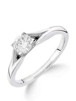 Love Diamond 9Ct White Gold 1/4 Carat Diamond Solitaire With Tapered Shoulders Ring