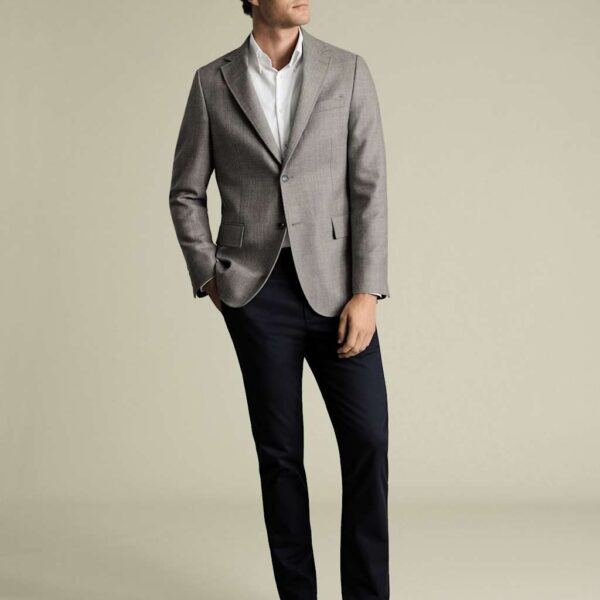 Charles Tyrwhitt Slim Fit Pure Wool Twill Textured Jacket Grey