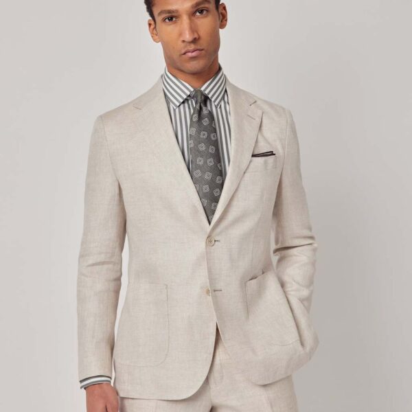 Hawes & Curtis Slim Fit Pure Linen Suit Jacket Stone