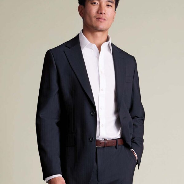 Charles Tyrwhitt Slim Fit Wool Rich Pinstripe Suit Jacket Navy Mix