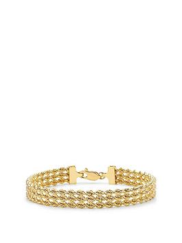 The Love Collection 9Ct Gold Triple Layer Rope Chain Bracelet