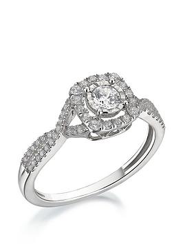 Love Diamond 9Ct White Gold 45 Point Diamond Halo Ring