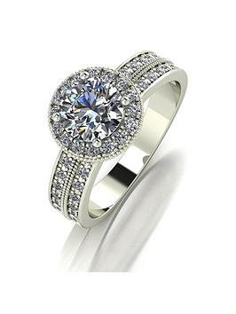 Moissanite 9Ct White Gold 1.50Ct Total Halo Ring