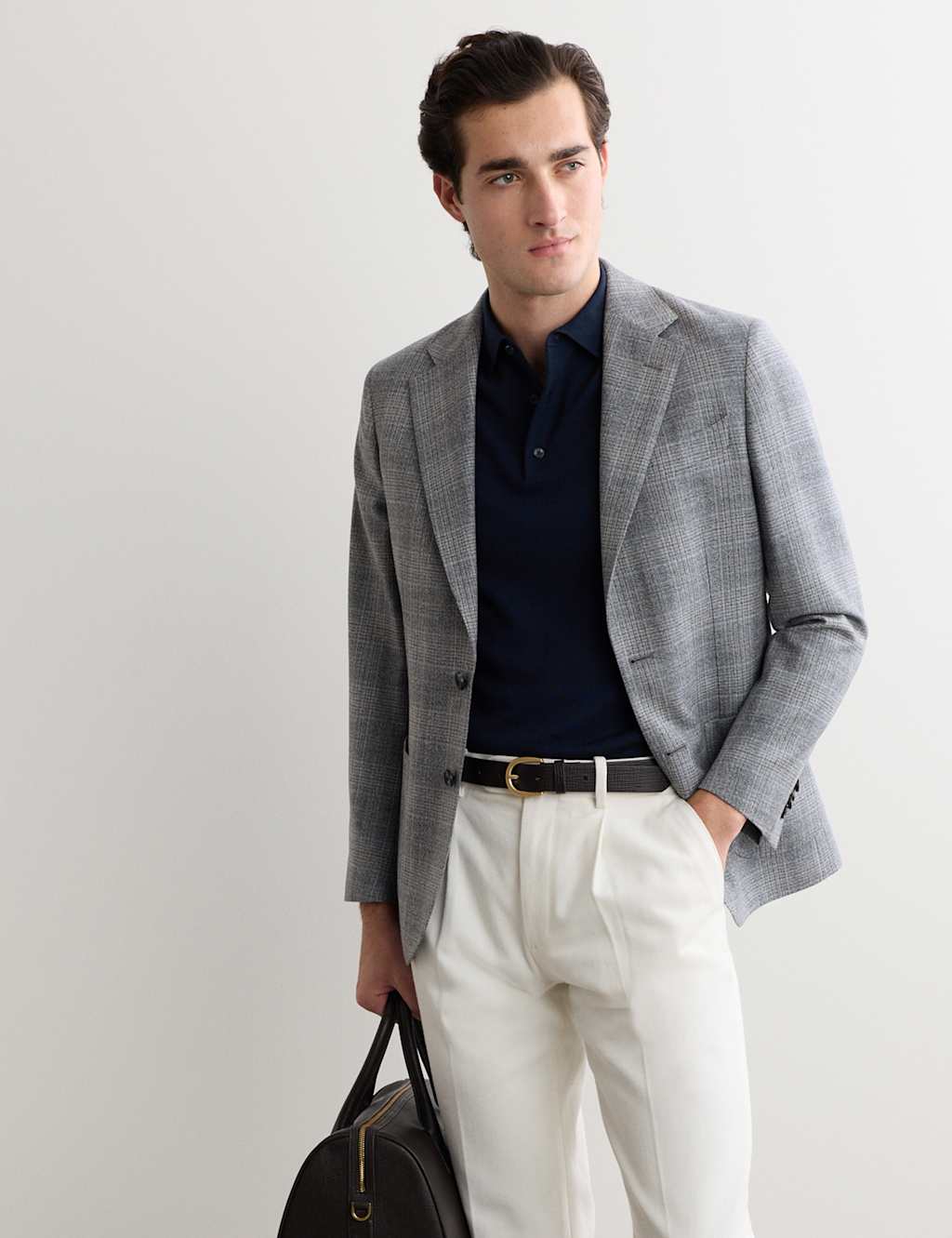 JAEGER Tailored Fit Italian Pure Wool Blazer Grey Mix
