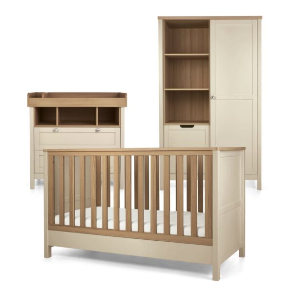 Mamas & Papas Harwell 3 Piece Cotbed Range with Dresser and Wardrobe Beige