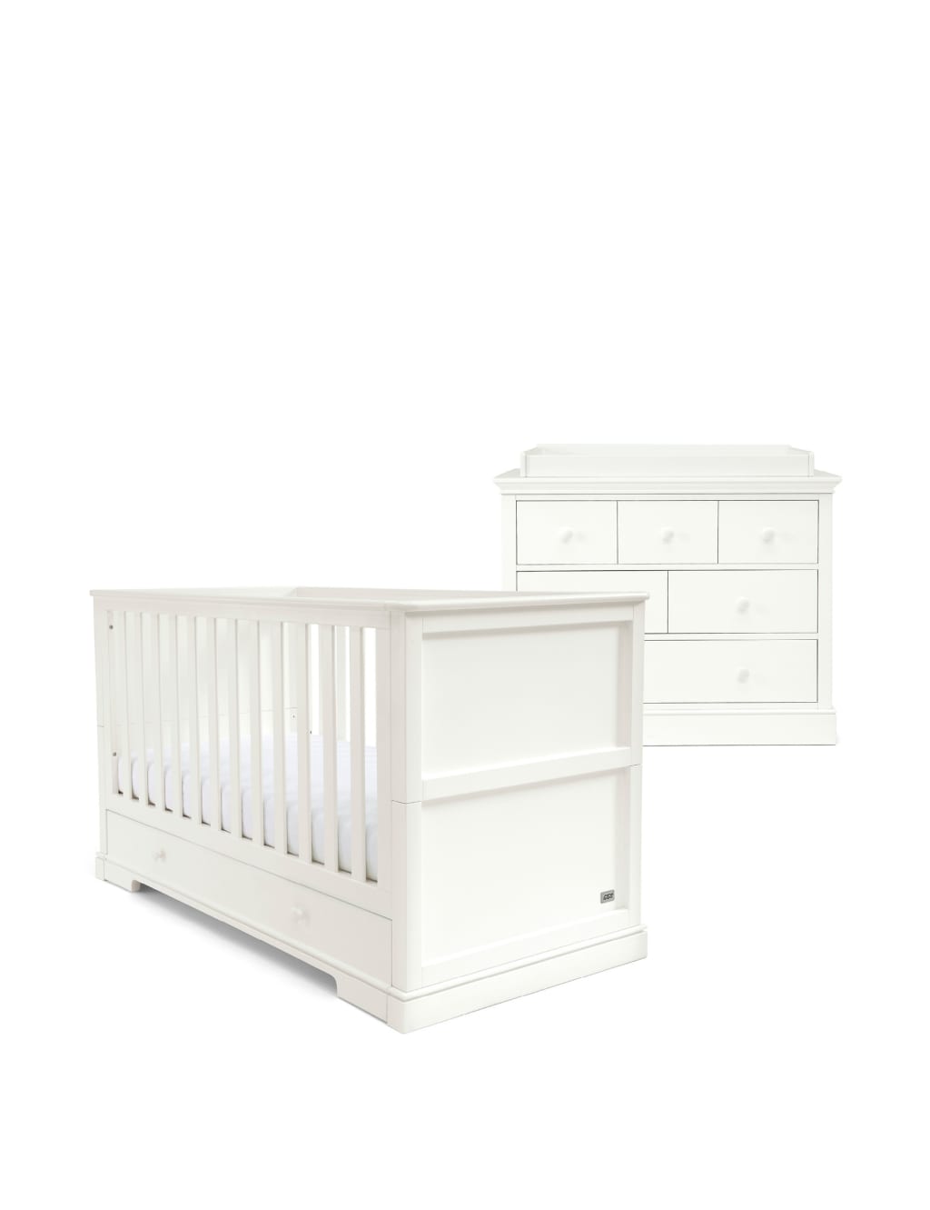 Mamas & Papas Oxford 2 Piece Cotbed Set with Dresser White