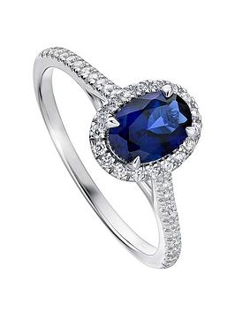 Created Brilliance Rosalind Created Brilliance 9Ct White Gold Created Sapphire And 0.20Ct Lab Grown Diamond Ring - M