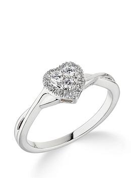 Love Diamond 9Ct White Gold 0.22Ct Diamond Halo Heart Cluster Ring