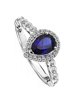 Created Brilliance Lyra 18Ct White Gold Created Sapphire & 0.18Ct Lab Grown Diamond Ring
