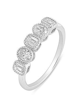 Love Diamond Gracie 9Ct White Gold Lab Grown Oval & Emerald Cut 0.70Ct G Vs Diamond Ring
