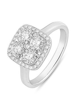 Love Diamond 9Ct White Gold Lab Grown Cushion 1.00Ct G Vs Diamond Ring