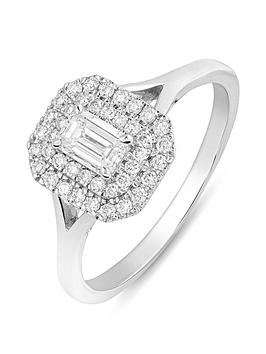 Love Diamond Blake 9Ct White Gold Lab Grown Emerald Cut 0.55Ct G Vs Diamond Ring