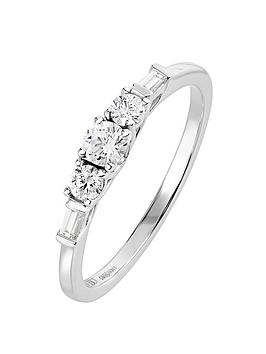 Love Diamond 9Ct White Gold 0.33Ct Natural Diamond Five-Stone Ring