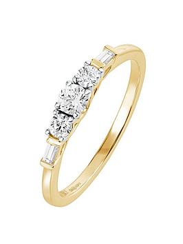 Love Diamond 9Ct Yellow Gold 0.33Ct Natural Diamond Five-Stone Ring