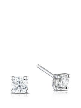 Ernest Jones 9Ct White Gold Earrings. 0.50Ct Diamond La Pousette Solitaire Earrings