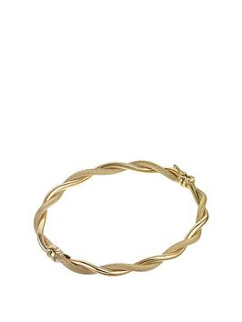 Ernest Jones 9Ct Yellow Gold Bracelet. Matt And Polished Twist Bracelet