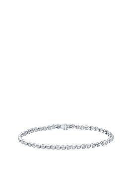 Ernest Jones 9Ct White Gold Bracelet. 0.50Ct Diamond Tennis Bracelet