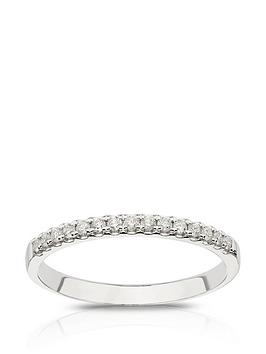 Ernest Jones 14Ct White Gold Ring. 0.15Ct Diamond Claw Set Eternity Engagement Ring