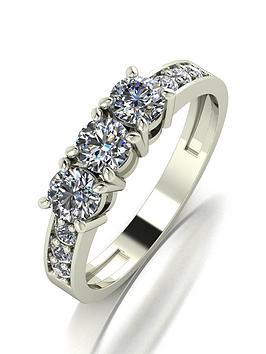 Moissanite Lady Lynsey 9Ct White Gold 1.00Ct Total Moissanite Trilogy Ring