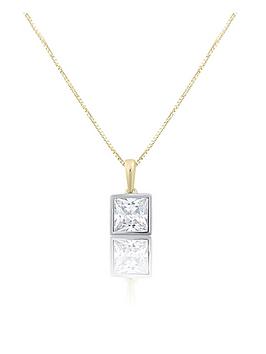Love Diamond Diamond Princess Cut Shaped Pendant Necklace G Vs+ Lab Grown